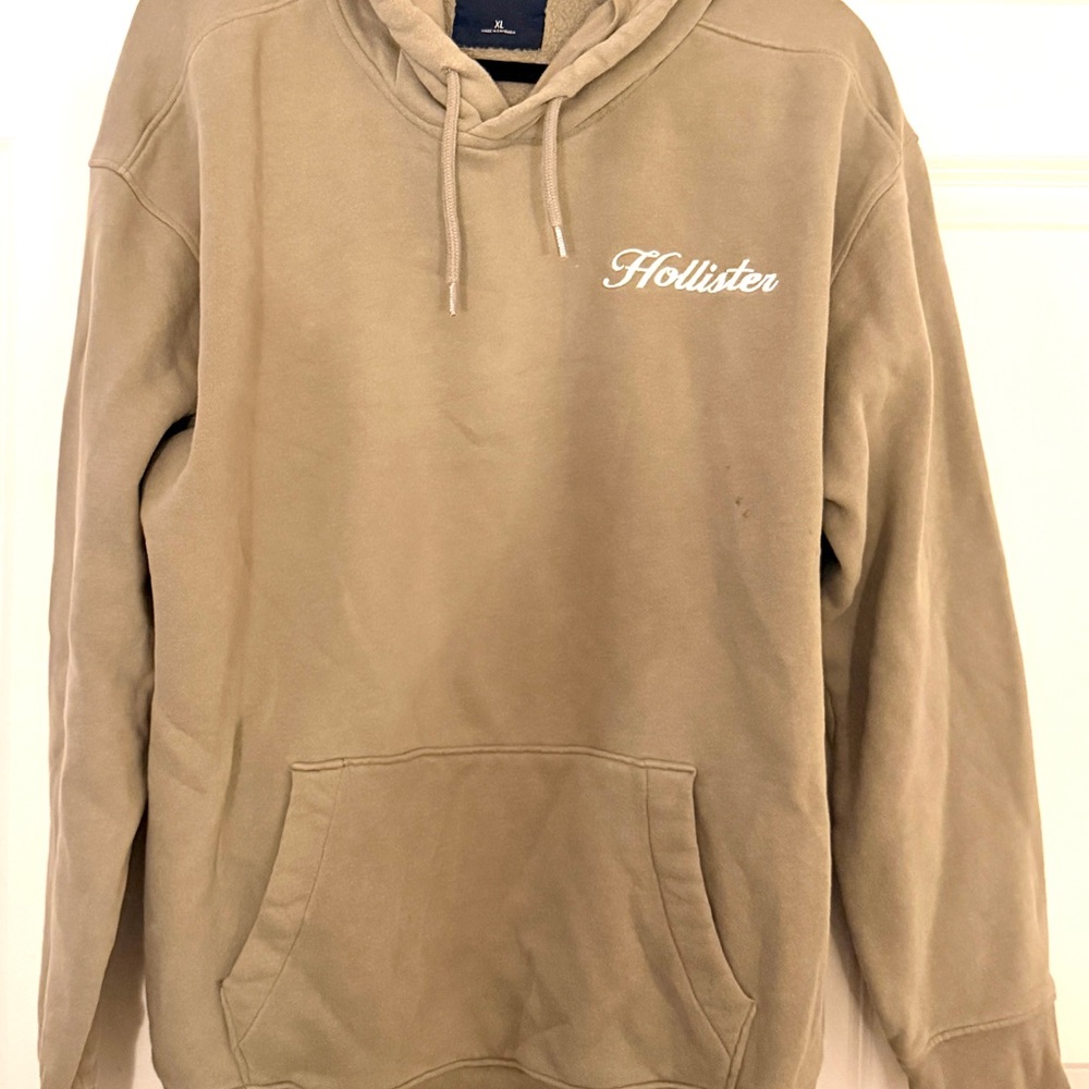 XL Hollister Men's Beige Hoodie